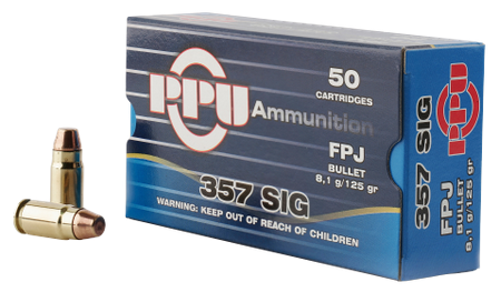 Ammunition TR&Z USA Trading Corp. 660 ft lbs 357Sig PPU PPH357S     357 SIG     125 FPJ          50/20 • Model: 660 ft lbs